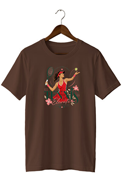 remonz Tennis Racket Printed T-Shirt Floral Sports T-Shirt
