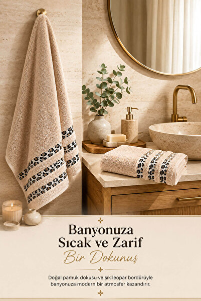 Elif Mira Set prosoape de baie 2 piese 100% bumbac Leopard Deluxe (70x140 cm ...