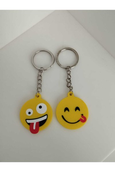 3D Layshop Set of 2 Crazy and Musical Emoji Keychains - Fun Kanka Combination Bag Ornament (4.2 cm)
