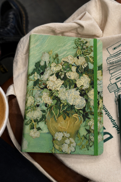 inkglo A5 Van Gogh Roses Gold Gilded Hard Cover Lined Notebook