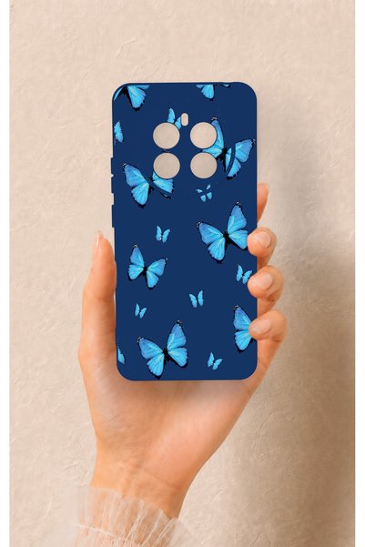 Vip Case Realme 12 4g Compatible Blue Butterfly Pattern Silicone Case