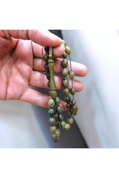 İnan Tesbih Green Rosewood Wood Barley Cutting System Tassel Prayer Beads