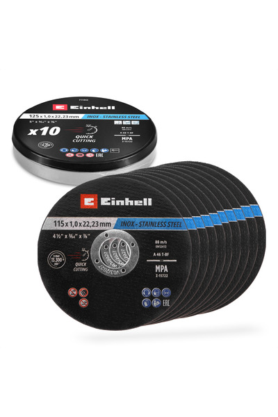 Einhell Orijinal Metal Kesme Diski Seti, 10 Parça, Ø 115 mm, Metal Kutu (meta...