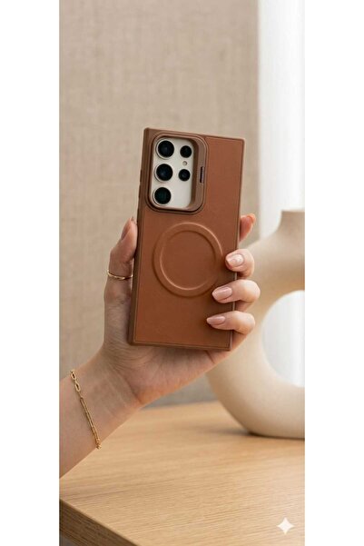 Case SAMSUNG S24 ULTRA Lacivert Deri Standlı Kılıf