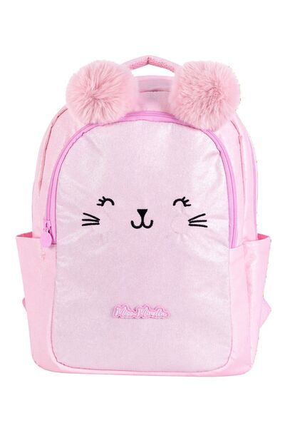 Miss Mirella Two-Compartment Girl's Cat Printed Pink School Backpack - 26056