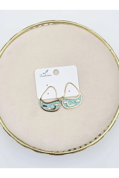 Haziran Accessory, Star, Cloud, Moon Patterned Gold Dangle Earrings