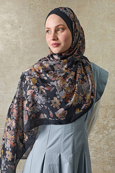 SilkTouch Black Lavinya Dream Patterned Double-Sided Organic Shawl