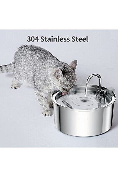 inox Pet Drinking Fountain for Cats Dogs 3.2L Stainless Steel Cat Fountain