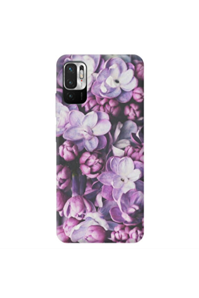 Other Xiaomi Redmi Note 10 Pro 5G Purple Flowers Transparent Silicone TPU Θήκη