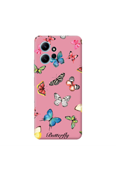 Other Xiaomi Redmi Note 12 4G Mixed Butterflys Pink Colored Silicone TPU Θήκη