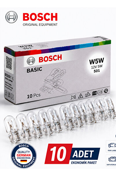 Bosch W5W 501 T10 Dipsiz Ampul 12V 5W 10 Adet Basic