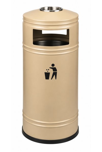 ZAHRA Outdoor Ashtray Bin Beige 45L – Weather-Resistant Waste Collection Bin ...