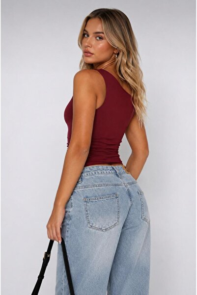 FRO FASHİON Modern Tek Omuz Tasarımlı Kadın Bluz