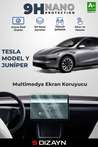 S Dizayn S-Dizayn Tesla Model Y Jüniper 15 İnç 9H Nano Multimedya Ekran Koruy...