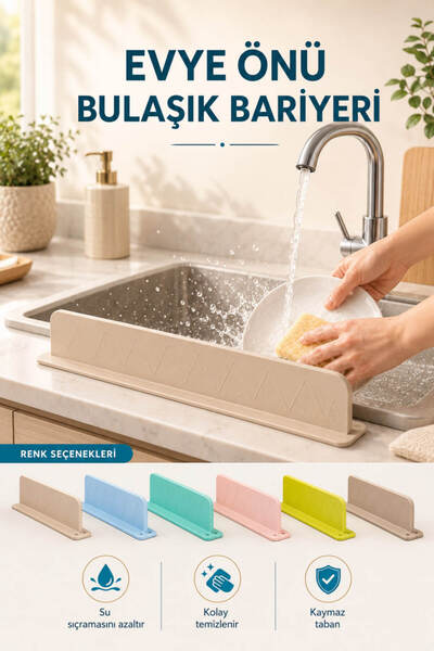 Anadolu Saray Evye Önü Bulaşık Bariyeri Su Sıçrama Önleyici Kaymaz Tabanlı Mu...