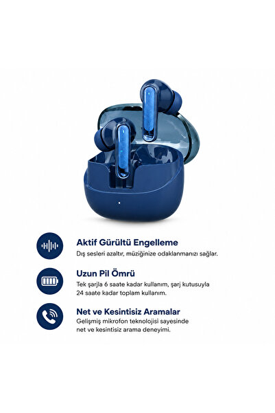 TUNE Gürültü Engelleyeci Bluetooth 5.3 Kablosuz Kulaklık Flex 2 TWS Lacivert