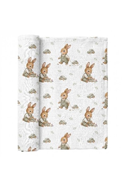 Bocioland Paturica mutifunctionala BUNNY 110x110 cm,tesatura din fibre de bam...