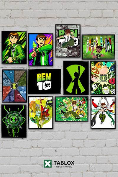 TABLOX 12 piese Ben Ten Omnitrix Alien Cartoon Set decorativ de pictură pe pe...