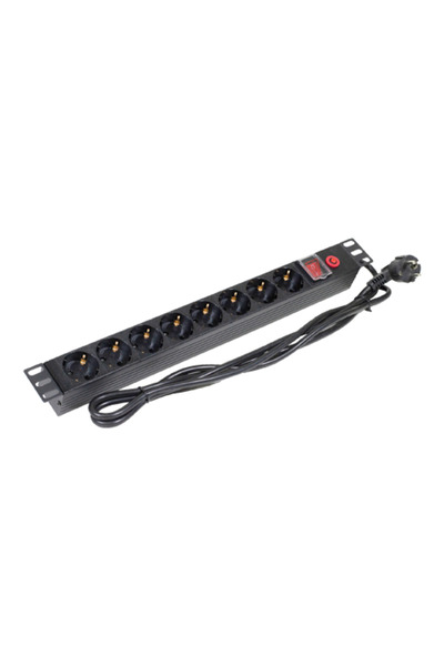 ASYTECH Networking PDU cu 8 prize Schuko, 19'', 1U, din aluminiu cu protecție...