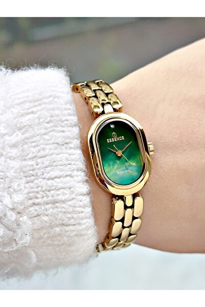 Essence Special Design Gold-Green Color Steel Cord Women Wrist Watch Es6983Mr