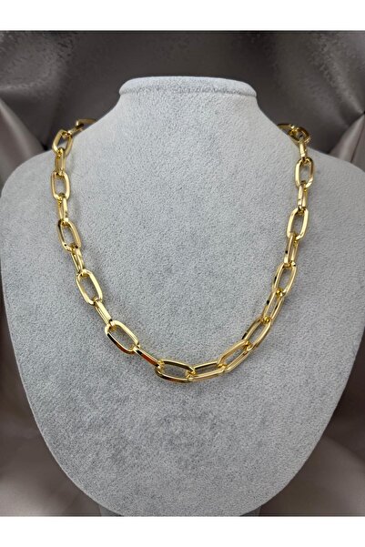 ZS Aksesuar Gold Color Paperclip Chain Necklace Women's Thick Ring Gold Styli...