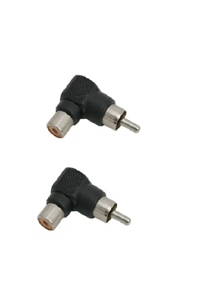 MNC Set 2 adaptoare RCA tata 90 grade la RCA mama plastic negru M`N`C 05733-2
