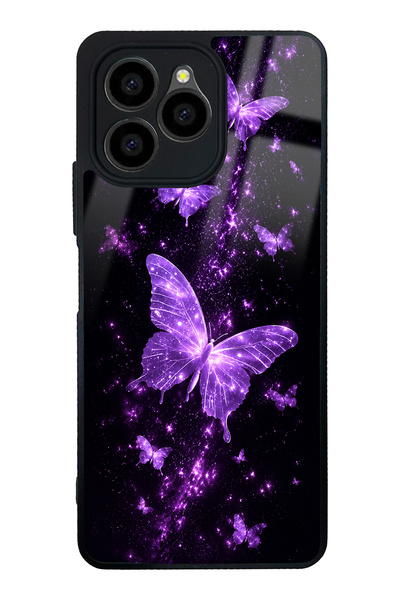 Spoyi Omix X6 Purple Galaxy Butterfly Tasarımlı Glossy Telefon Kılıfı