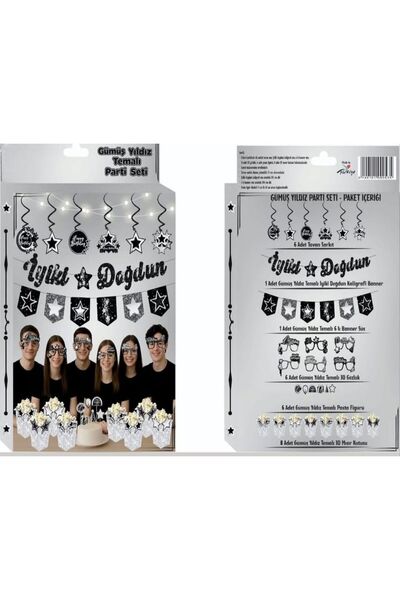 ÇITIPITISTORE Silver Star Themed Birthday Party Set
