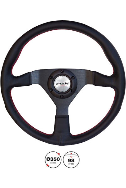 Simoni Racing Δερμάτινο τριών ακτίνων τιμόνι αυτοκινήτου με διάμετρο 35 εκ. Κ...
