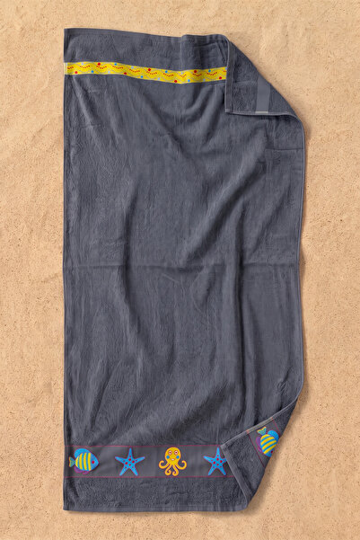 nacar çarşı Unisex Sea Creature Motif Cotton Smoked Beach Towel 70X150 cm