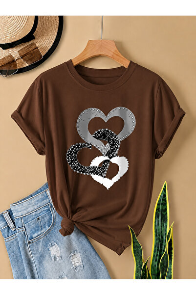 Boi Tricou de damă cu imprimeu cu design special Triple Heart