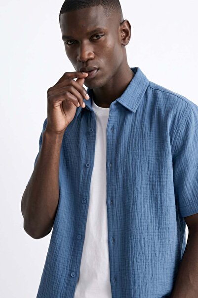 BARRELS AND OIL Men's Short Sleeve Shirt - Indigo