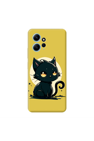 Other Xiaomi Redmi Note 12 4G Black Cat Yellow Colored Silicone TPU Θήκη