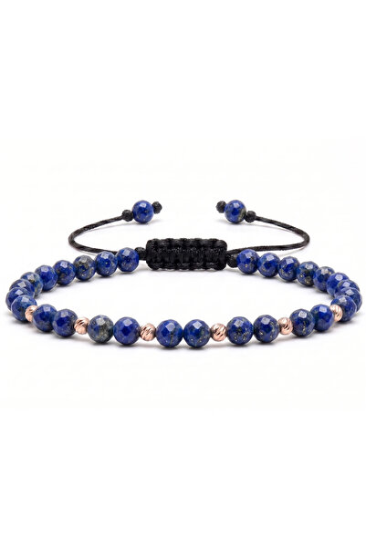 MANAVA Bratara cu 6 bile de Aur 14k si Lapis-Lazuli fatetat