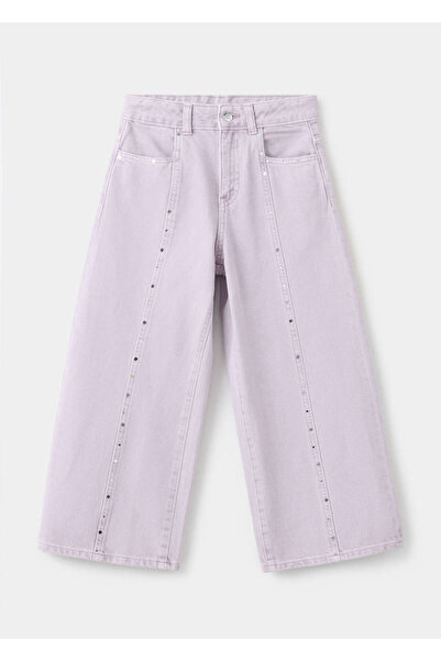 MANGO Kids Zımbalı wide leg kot pantolon