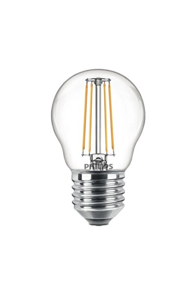 OEM Bec LED Philips E27 4,3W 470 lumeni, glob clar P45, lumină caldă