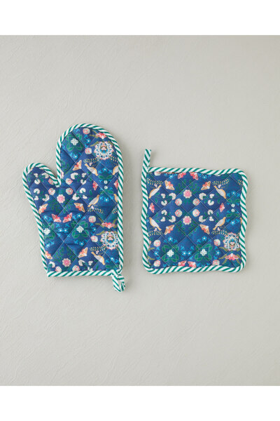 English Home Floral Touch Polyester 2'li Mutfak Seti 17x30 Cm + 20x20 Cm Yeşil