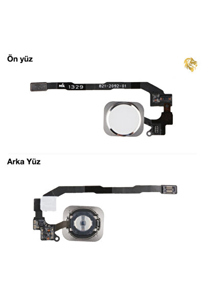 ARSKİNG iPhone 5S Home Tuşu - Gümüş / Silver Orta Tuş Butonu Parmak izi buton...