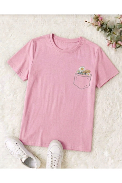 UNCİA OUTDOORS Women's Daisy Pocket Detailed Crew Neck Oversized Wide Fit T-S...