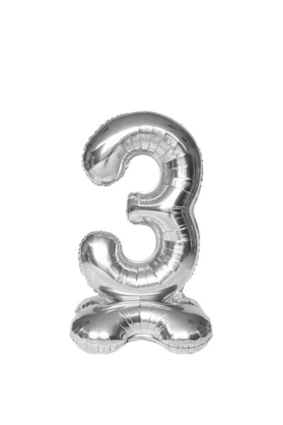OEM Balon număr din folie pentru aer, Argintiu, numărul 3