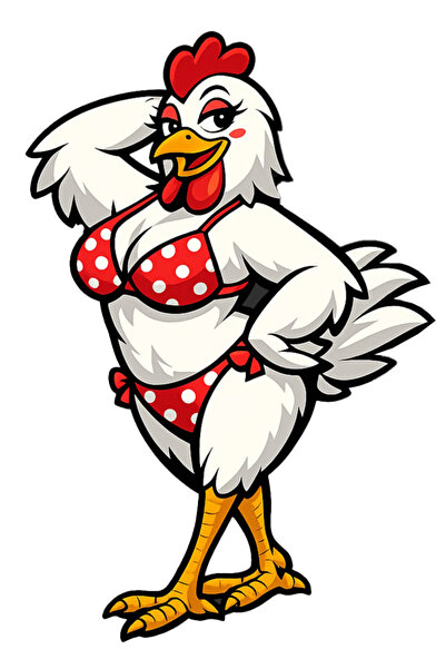 MegaSticker Bikini Chicken Sticker Car, Motorcycle, Helmet, Laptop, Glass Sti...