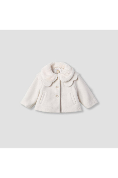 giggles Faux Fur Collar Coat with Long Sleeves