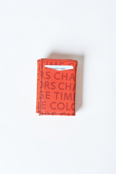Classbag Text Print Detailed, Mechanized Orange Color Medium Size Unisex Wallet (7 cm X 10 cm)
