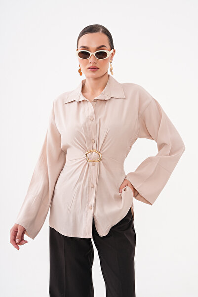 Mega Life Modal Woven Shirt with Back Belt Fastening and Front Buckle Detail