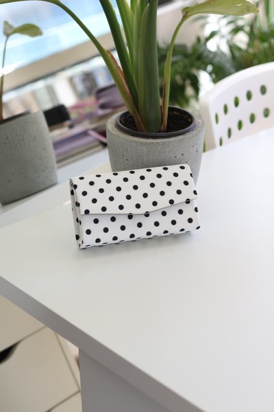 Moom Bag Women's Cream Polka Dot Satin Mini Box Shoulder Bag
