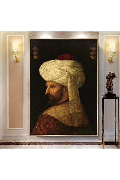 EMYA HOME Slika na platnu Fatih Sultan Mehmet u zlatnom metalnom okviru
