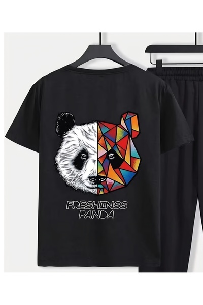 Panda Baskı Tekstil تيشيرت كبير الحجم بتصميم خاص مطبوع عليه رسومات الباندا