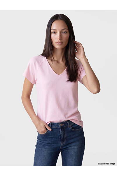 LC Waikiki Lcw Everyday Pink V-Neck 100% Cotton Women's T-Shirt