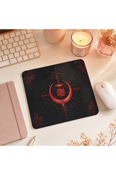 matizya Türkik Motifli Gaming Mouse Pad 18x23 cm Dikişsiz Premium Kaymaz Taba...