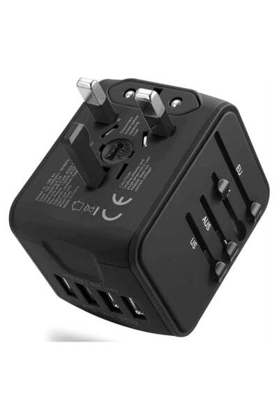 Generic محول طاقة عالمي للسفر مع 3 منافذ USB ومنفذ Type C واحد، محول أوروبي، ...